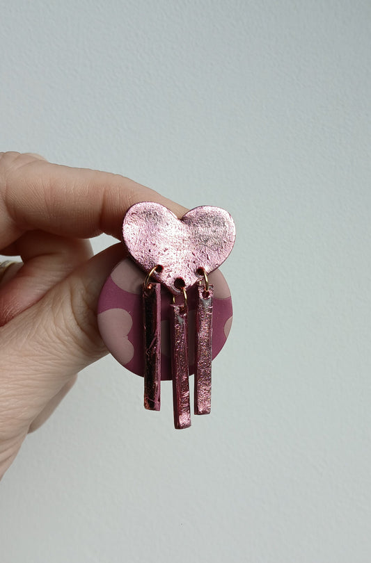 Boucles d'oreilles remplies de coeurs "Coeur Framboise"