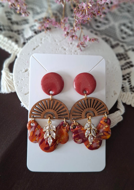 Boucles d’oreilles bois et strass