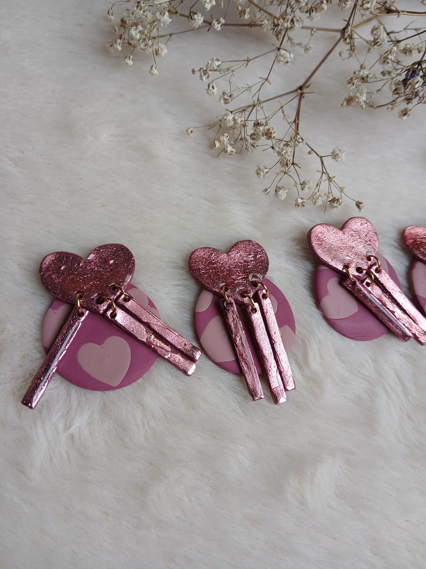 Boucles d'oreilles remplies de coeurs "Coeur Framboise"