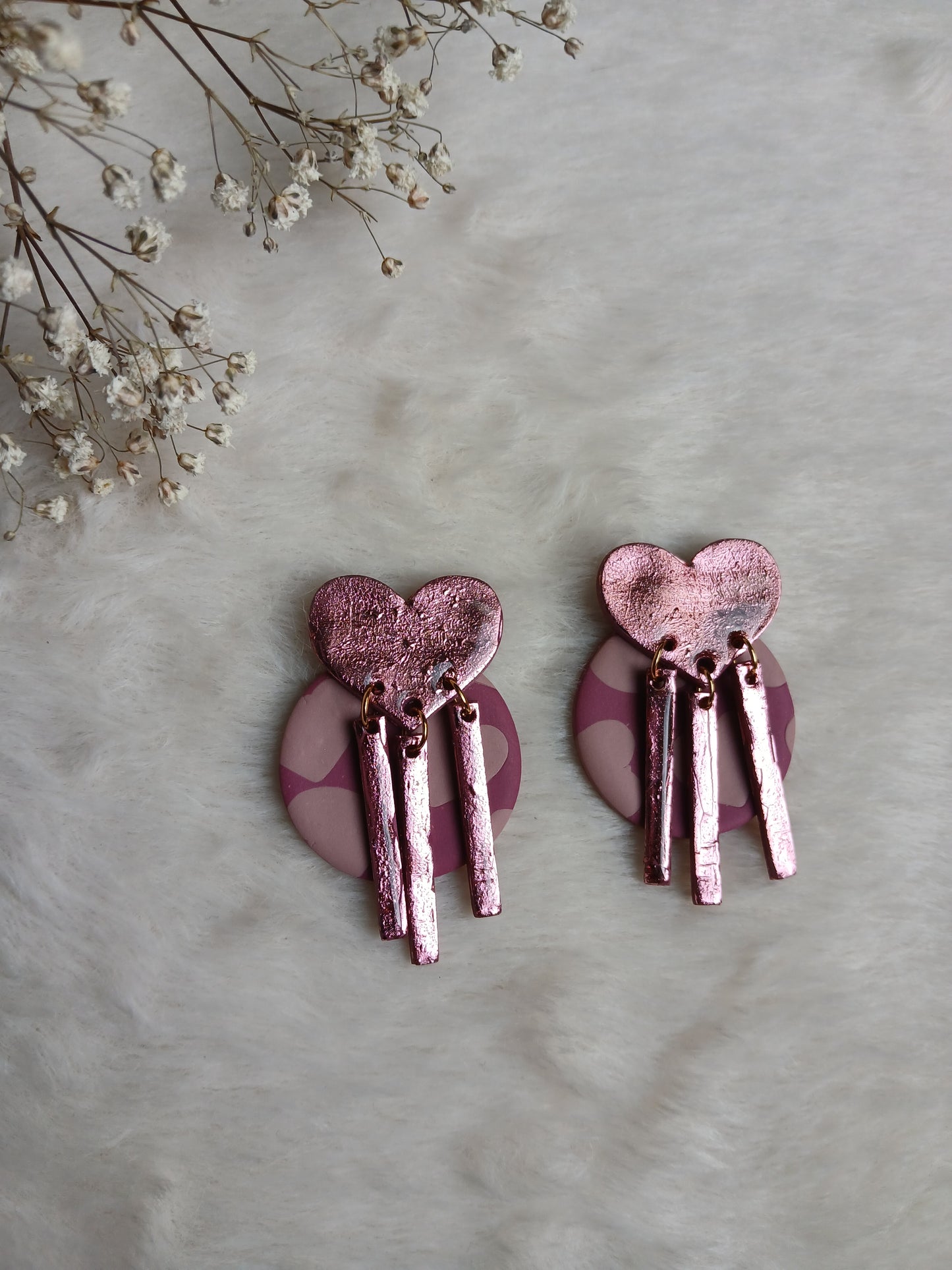 Boucles d'oreilles remplies de coeurs "Coeur Framboise"