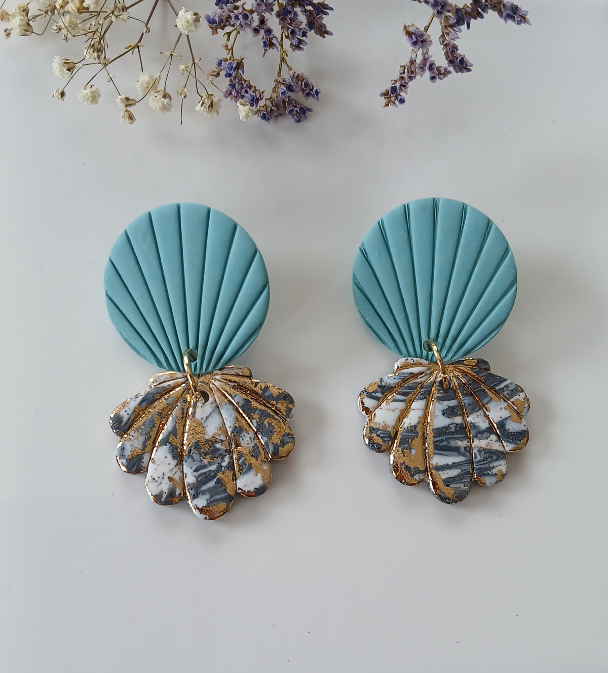 Boucles d'oreilles coquillage marbré "Shellia"