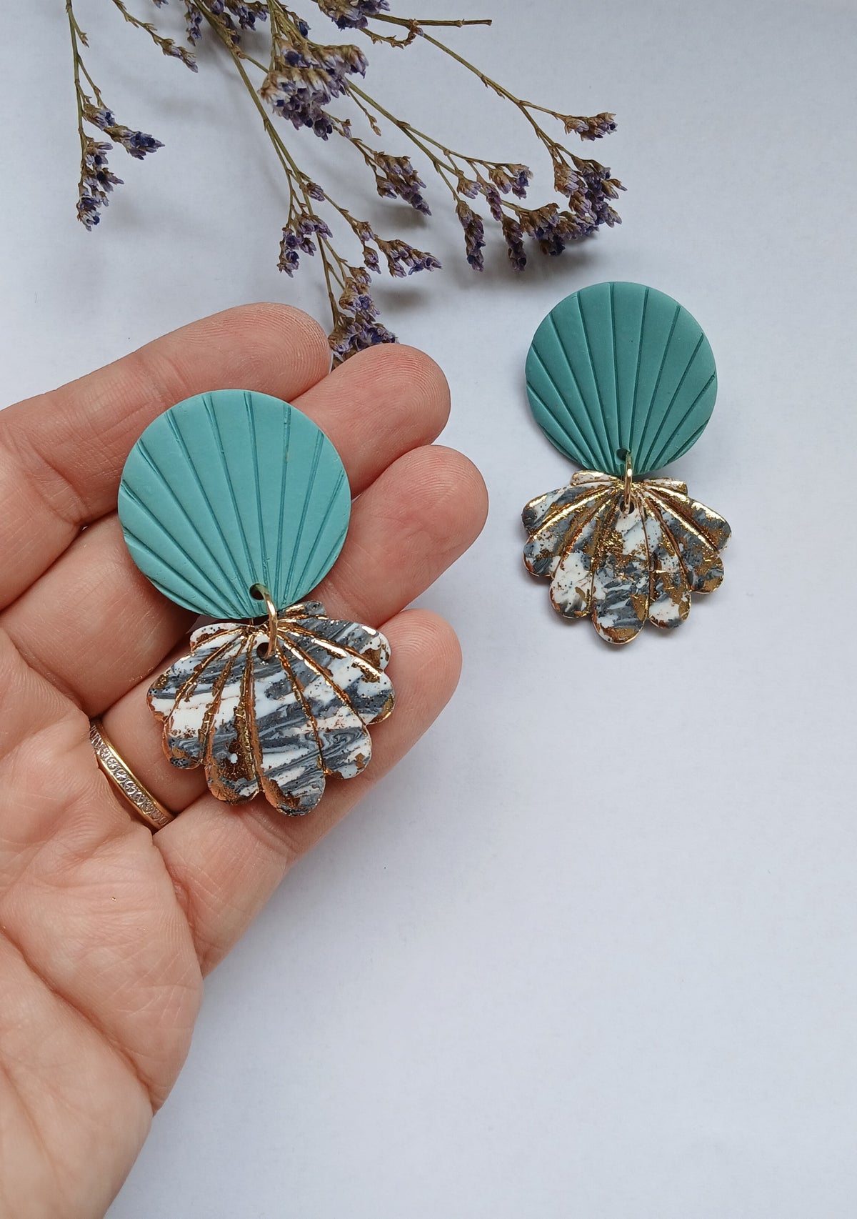 Boucles d'oreilles coquillage marbré "Shellia"