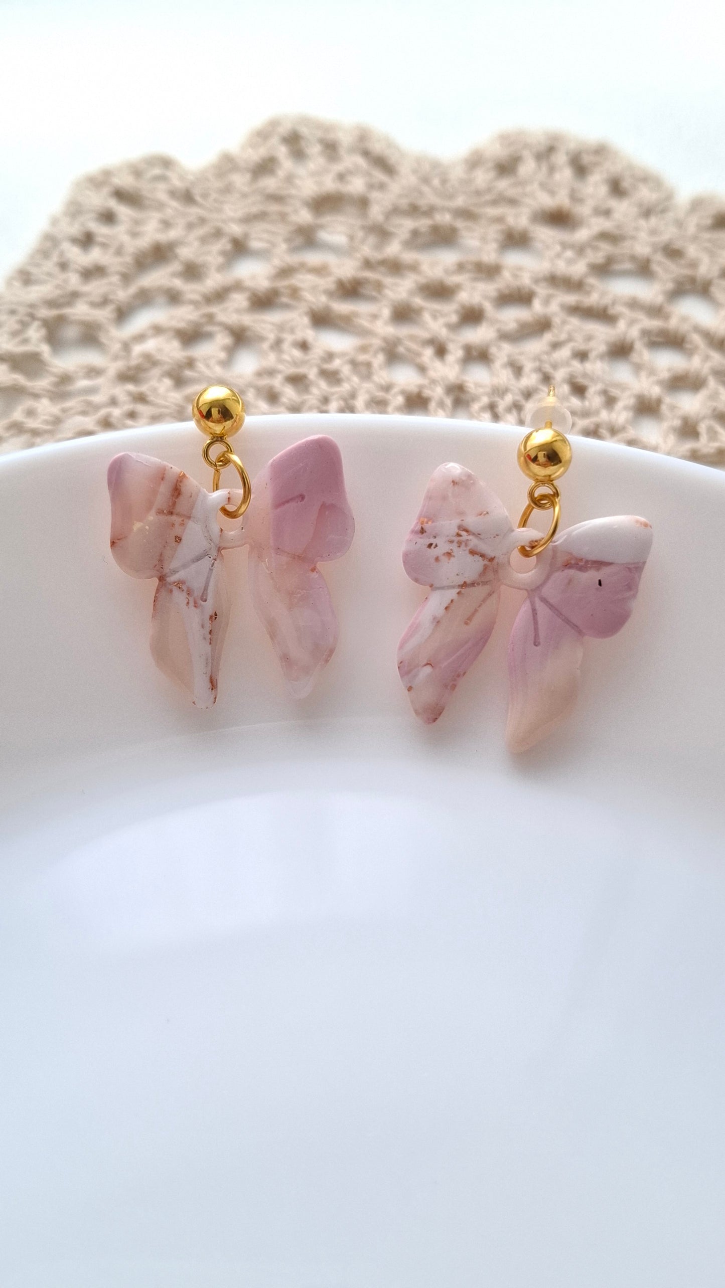 Boucles d’oreilles grands noeuds "Blush"