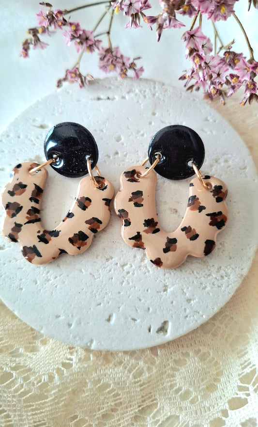 Boucles d’oreilles léopard et noir pailleté