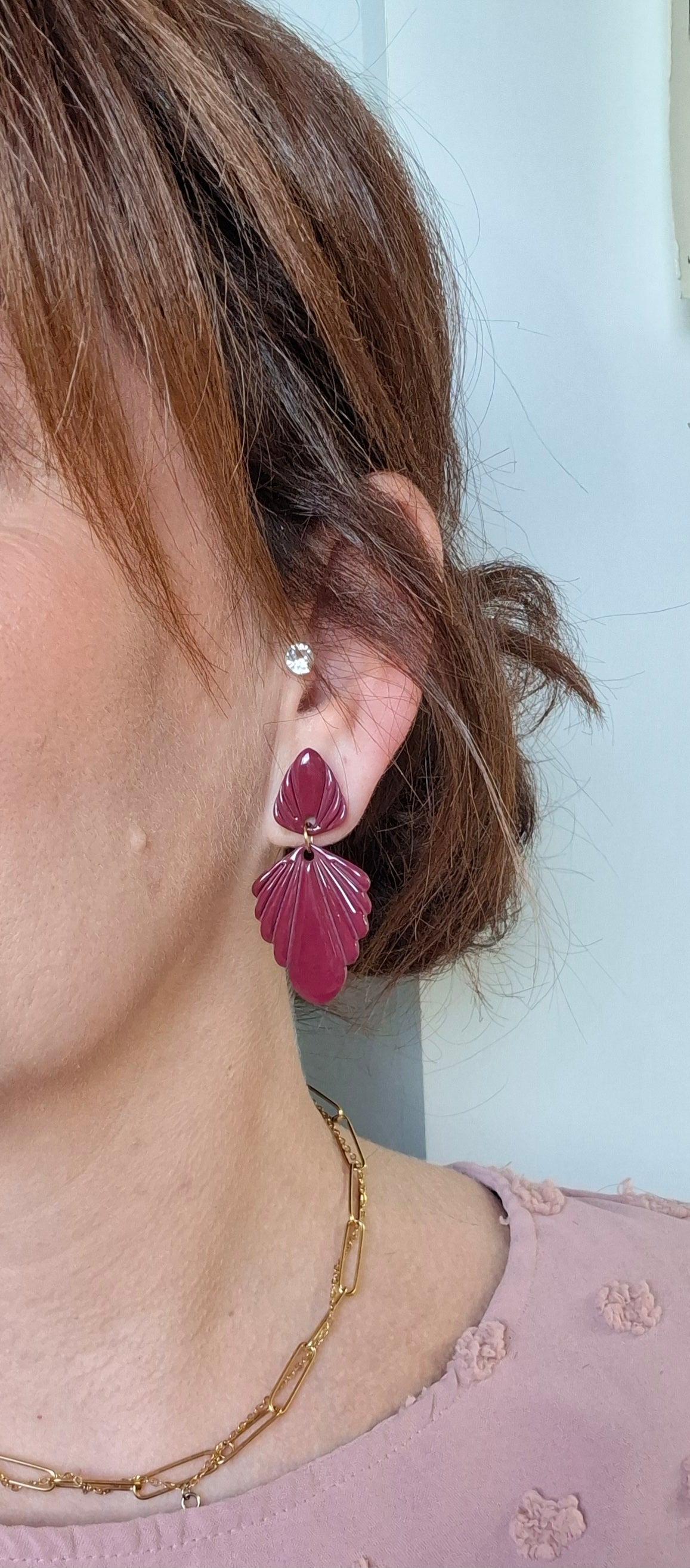 Boucles d’oreilles d'automne bordeaux