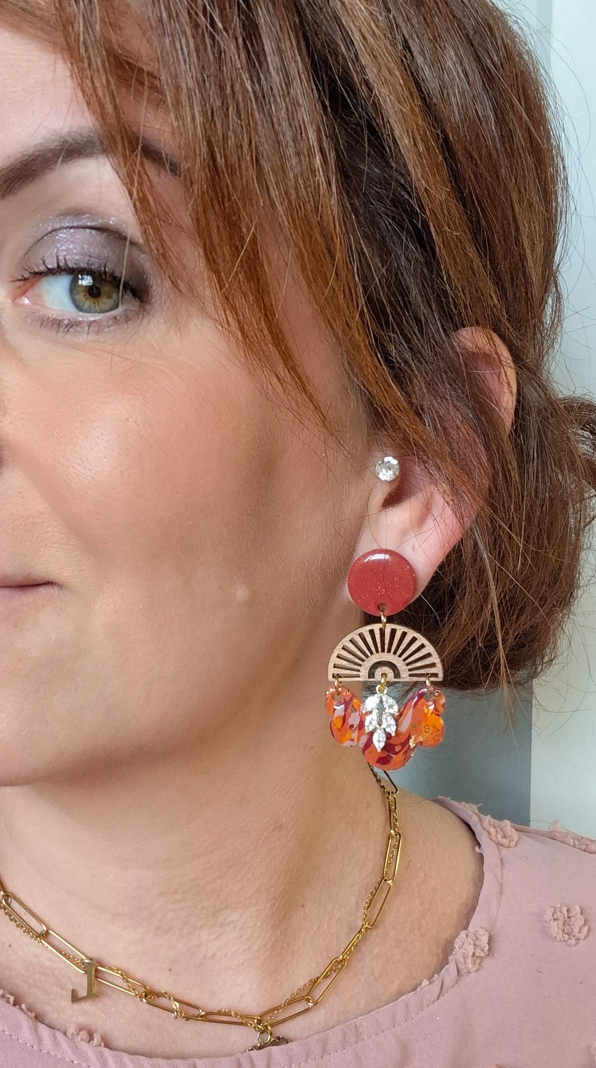 Boucles d’oreilles bois et strass