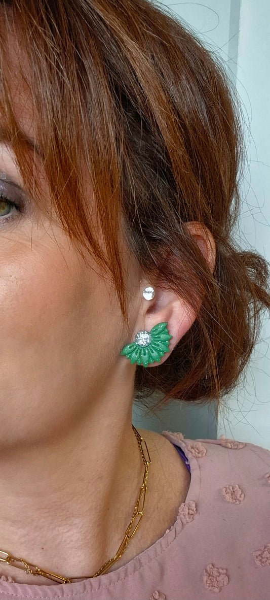 Boucles d’oreilles petites fleurs vertes