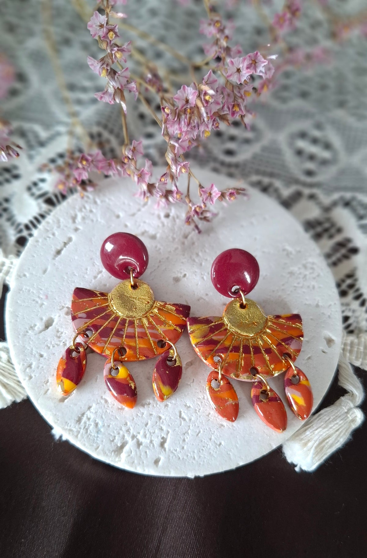Boucles d’oreilles éventail d'automne