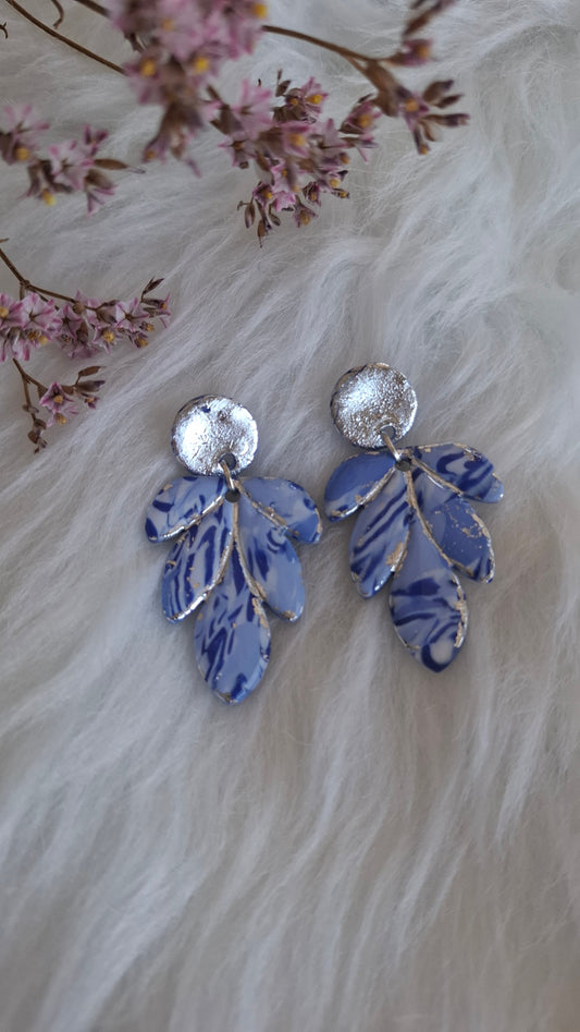 Boucles d’oreilles feuille Marine Chic bleue
