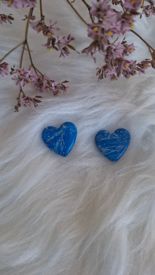 Boucle d’oreille coeur bleu et argenté "Marine Chic"