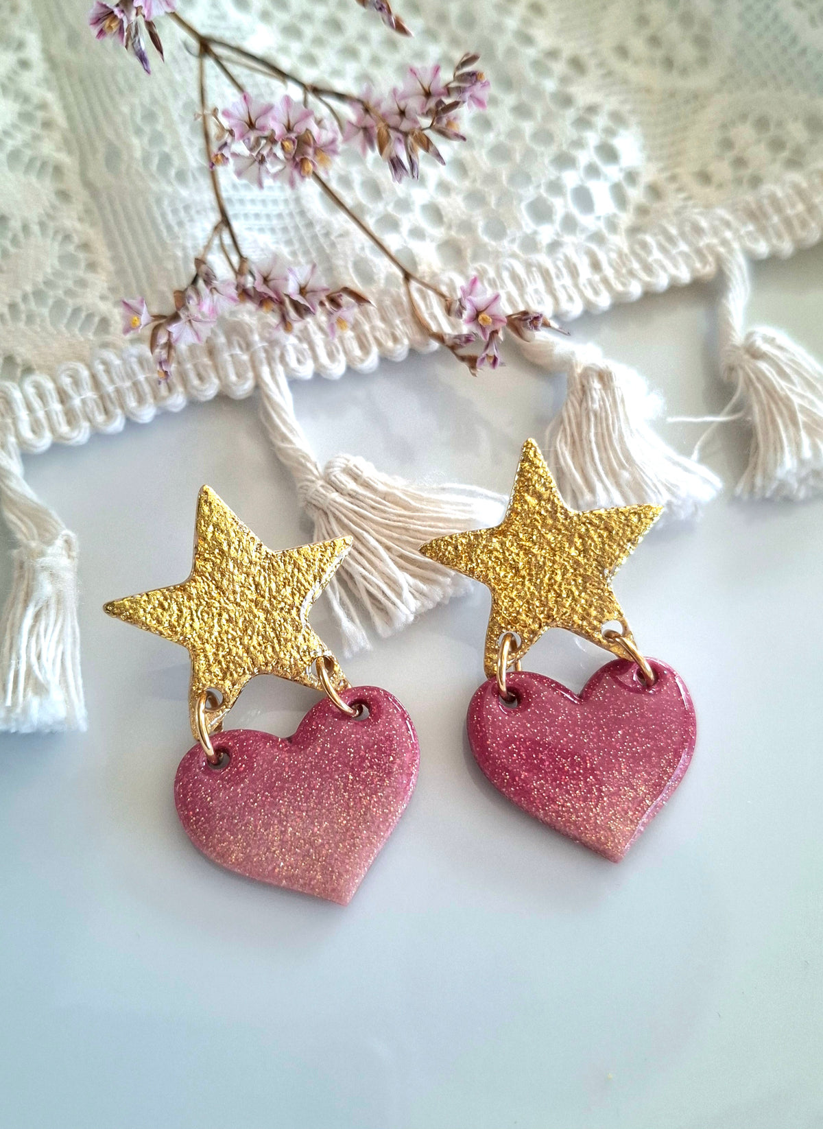 Boucles d’oreilles coeur étoilé