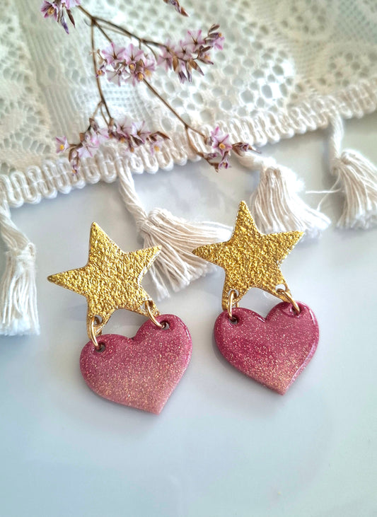Boucles d’oreilles coeur étoilé