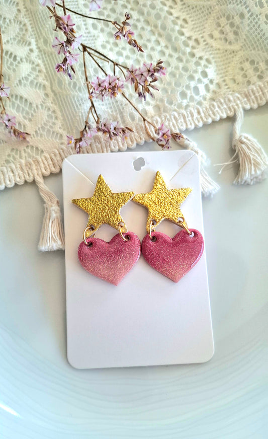 Boucles d’oreilles coeur étoilé
