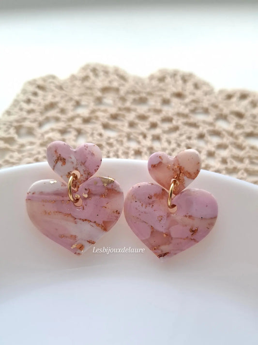 Boucles d’oreilles cœurs "Blush"